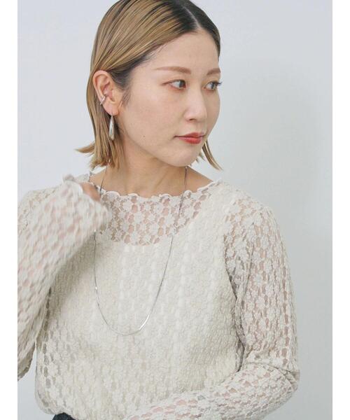 Samansa Mos2 blue（サマンサモスモスブルー）の「◎配色メロウレースプルオーバー（Tシャツ/カットソー・レディース・ベージュ/ブラック/オフホワイト・F）」の11枚目の写真