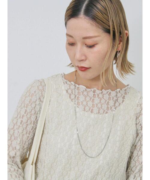 Samansa Mos2 blue（サマンサモスモスブルー）の「◎配色メロウレースプルオーバー（Tシャツ/カットソー・レディース・ベージュ/ブラック/オフホワイト・F）」の5枚目の写真