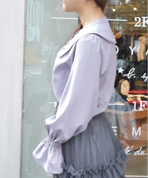 axes femme（アクシーズファム）の「ローズ刺繍ビッグカラーブラウス（シャツ/ブラウス・レディース・ホワイト/ブラック/ラベンダー・FREE）」の5枚目の写真