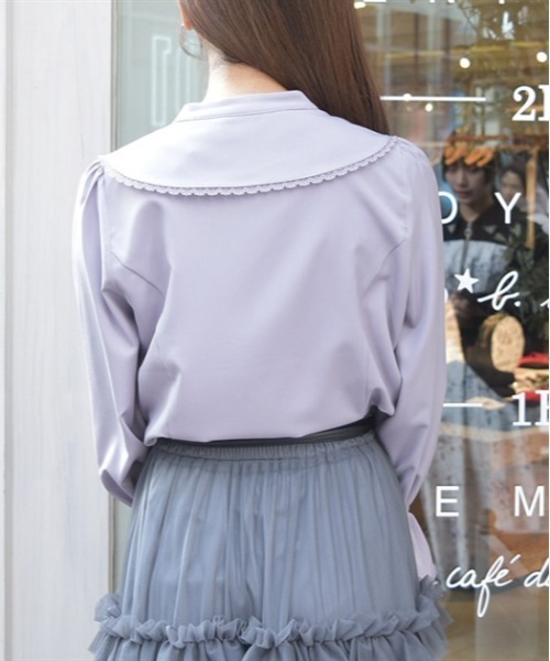 axes femme（アクシーズファム）の「ローズ刺繍ビッグカラーブラウス（シャツ/ブラウス・レディース・ホワイト/ブラック/ラベンダー・FREE）」の6枚目の写真