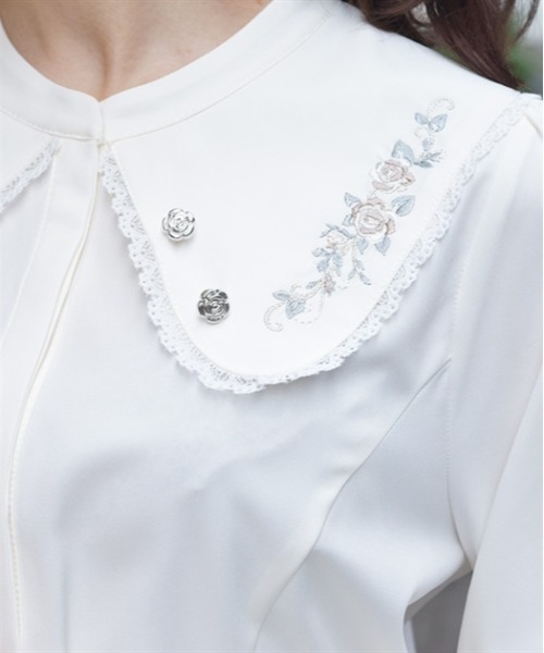 axes femme（アクシーズファム）の「ローズ刺繍ビッグカラーブラウス（シャツ/ブラウス・レディース・ホワイト/ブラック/ラベンダー・FREE）」の7枚目の写真