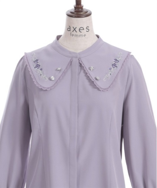 axes femme（アクシーズファム）の「ローズ刺繍ビッグカラーブラウス（シャツ/ブラウス・レディース・ホワイト/ブラック/ラベンダー・FREE）」の13枚目の写真