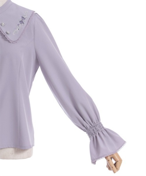 axes femme（アクシーズファム）の「ローズ刺繍ビッグカラーブラウス（シャツ/ブラウス・レディース・ホワイト/ブラック/ラベンダー・FREE）」の17枚目の写真