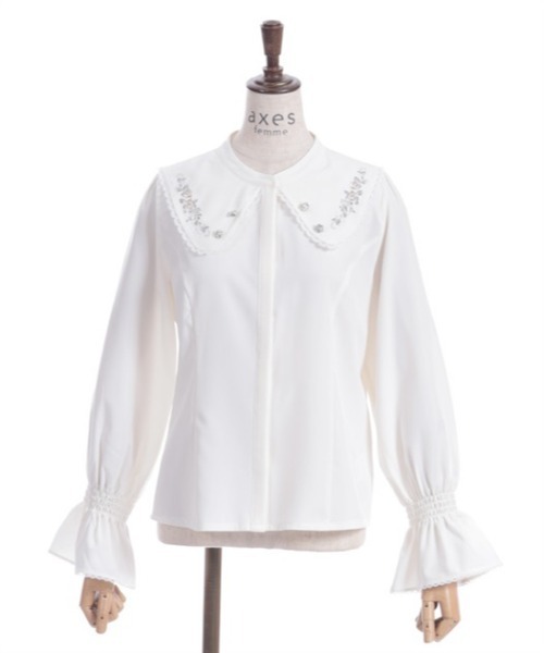 axes femme（アクシーズファム）の「ローズ刺繍ビッグカラーブラウス（シャツ/ブラウス・レディース・ホワイト/ブラック/ラベンダー・FREE）」の18枚目の写真