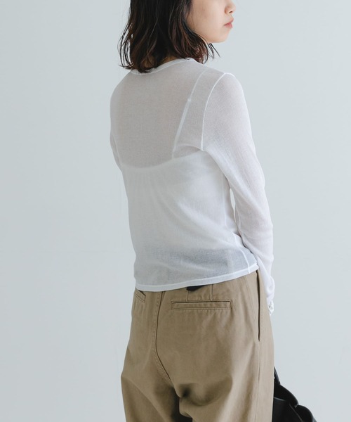 URBAN RESEARCH(アーバンリサーチ)の「『MADE IN JAPAN』シアーテレコショートカーディガン(Tシャツ/カットソー・レディース・ホワイト/ネイビー/イエロー系その他・FREE)」の17枚目の写真
