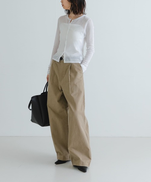 URBAN RESEARCH(アーバンリサーチ)の「『MADE IN JAPAN』シアーテレコショートカーディガン(Tシャツ/カットソー・レディース・ホワイト/ネイビー/イエロー系その他・FREE)」の20枚目の写真