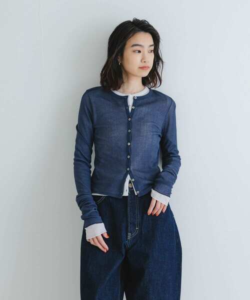 『MADE IN JAPAN』シアーテレコショートカーディガン セール】『MADE IN JAPAN』シアーテレコショートカーディガン（T