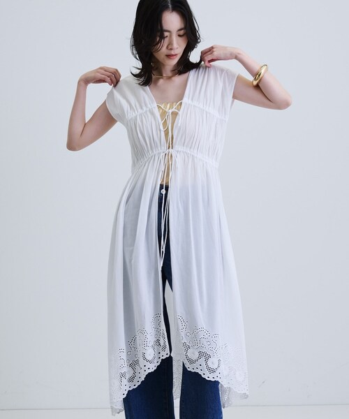 GALLEST（ギャレスト）の「コットンレースワンピース（ワンピース・レディース・ブルーグリーン/ホワイト・38）」の2枚目の写真