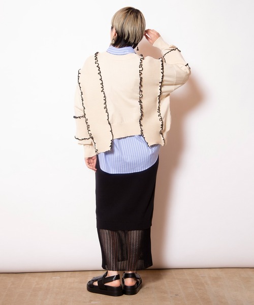 OSMOSIS（オズモーシス）の「2WAYメローステッチニットカーディガン（カーディガン/ボレロ・レディース・ネイビー/ライトベージュ/ブラック・ONE SIZE）」の20枚目の写真