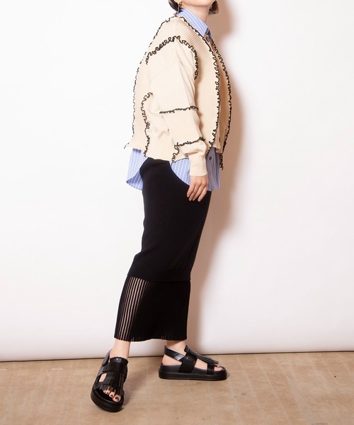 OSMOSIS（オズモーシス）の「2WAYメローステッチニットカーディガン（カーディガン/ボレロ・レディース・ネイビー/ライトベージュ/ブラック・ONE SIZE）」の21枚目の写真