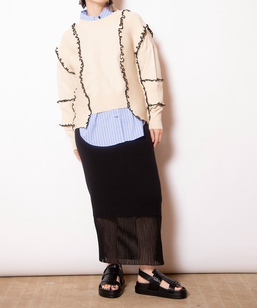 OSMOSIS（オズモーシス）の「2WAYメローステッチニットカーディガン（カーディガン/ボレロ・レディース・ネイビー/ライトベージュ/ブラック・ONE SIZE）」の22枚目の写真