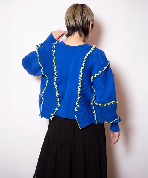 OSMOSIS（オズモーシス）の「2WAYメローステッチニットカーディガン（カーディガン/ボレロ・レディース・ネイビー/ライトベージュ/ブラック・ONE SIZE）」の6枚目の写真