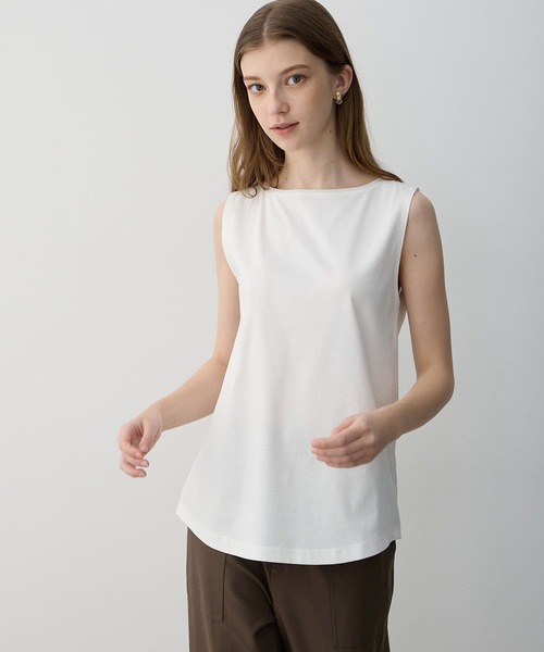 LE SOUK HOLIDAY(ルスークホリデー)の「ベーシックタンクトップ【接触冷感・吸水速乾】(Tシャツ/カットソー・レディース・チャコールグレー/オフホワイト/ブラック/オレンジ・M/L)」の2枚目の写真