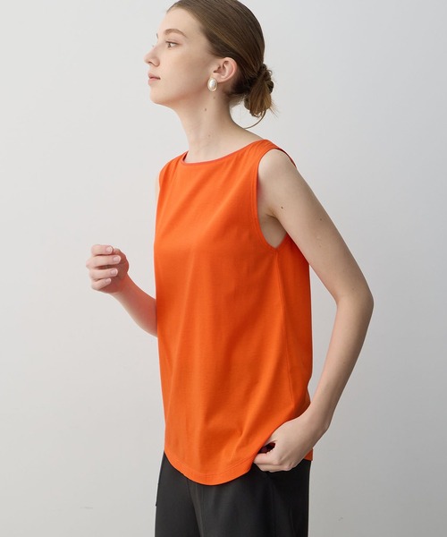 LE SOUK HOLIDAY(ルスークホリデー)の「ベーシックタンクトップ【接触冷感・吸水速乾】(Tシャツ/カットソー・レディース・チャコールグレー/オフホワイト/ブラック/オレンジ・M/L)」の4枚目の写真