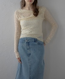 【MINERTE】 lace draped neck tops / 総レースドレープネックトップス