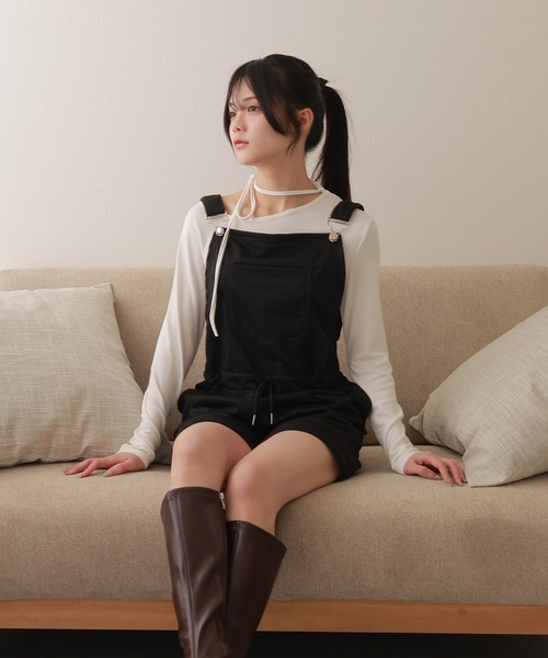 drawstring half overalls/ドローストリングハーフオーバーオール drawstring half overalls/ドローストリングハーフオーバーオール