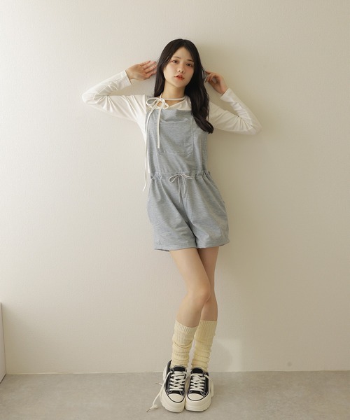 M DOLLY（エムドリー）の「drawstring half overalls/ドローストリングハーフオーバーオール（サロペット/オーバーオール・レディース・ブラック/グレー・FREE）」の11枚目の写真
