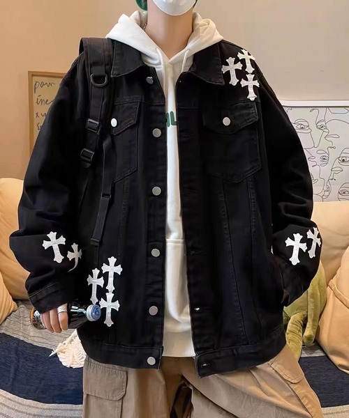 セール】ABETTOR デニムクロスアプリケ加工デニムオーバーサイズ