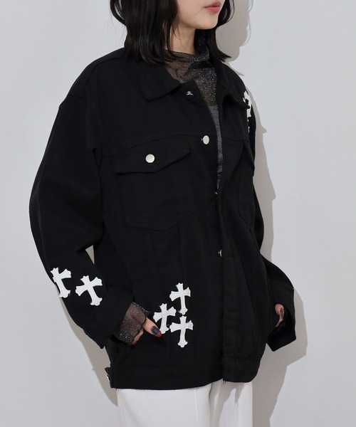 セール】ABETTOR デニムクロスアプリケ加工デニムオーバーサイズ