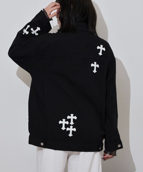 セール】ABETTOR デニムクロスアプリケ加工デニムオーバーサイズ