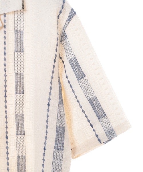 MEN'S BIGI（メンズビギ）の「総柄刺繍オープンカラー半袖シャツ（シャツ/ブラウス・メンズ・ホワイト・03/02）」の12枚目の写真
