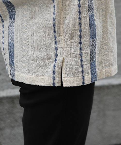 MEN'S BIGI（メンズビギ）の「総柄刺繍オープンカラー半袖シャツ（シャツ/ブラウス・メンズ・ホワイト・03/02）」の6枚目の写真