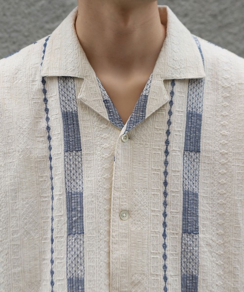 MEN'S BIGI（メンズビギ）の「総柄刺繍オープンカラー半袖シャツ（シャツ/ブラウス・メンズ・ホワイト・03/02）」の4枚目の写真