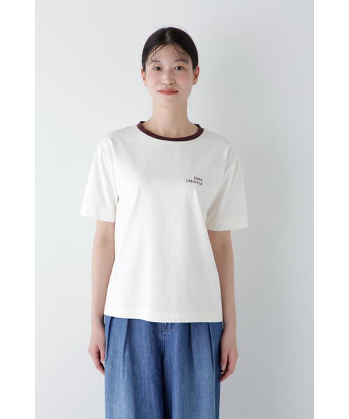 human woman(ヒューマンウーマン)の「◆コットンリンガーロゴTシャツ(Tシャツ/カットソー・レディース・ブルー/ホワイト系その他/ネイビー・MEDIUM)」の11枚目の写真