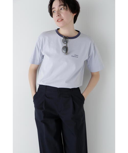 human woman(ヒューマンウーマン)の「◆コットンリンガーロゴTシャツ(Tシャツ/カットソー・レディース・ブルー/ホワイト系その他/ネイビー・MEDIUM)」の4枚目の写真
