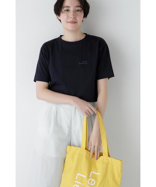 human woman(ヒューマンウーマン)の「◆コットンリンガーロゴTシャツ(Tシャツ/カットソー・レディース・ブルー/ホワイト系その他/ネイビー・MEDIUM)」の5枚目の写真
