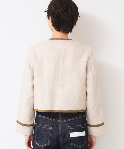 デッサン（Dessin）/【セットアップ可能・洗える】配色クルーネック麻ジャケット セール】【セットアップ可能・洗える】配色クルーネック麻ジャケット