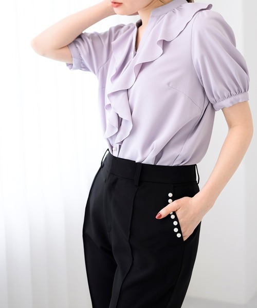 MISCH MASCH(ミッシュマッシュ)の「ラッフルフリルブラウス(シャツ/ブラウス・レディース・ラベンダー/グリーン/ホワイト・フリ-)」の3枚目の写真