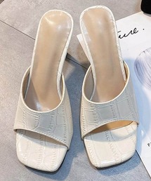 クロコレザー調ミュールパンプス
