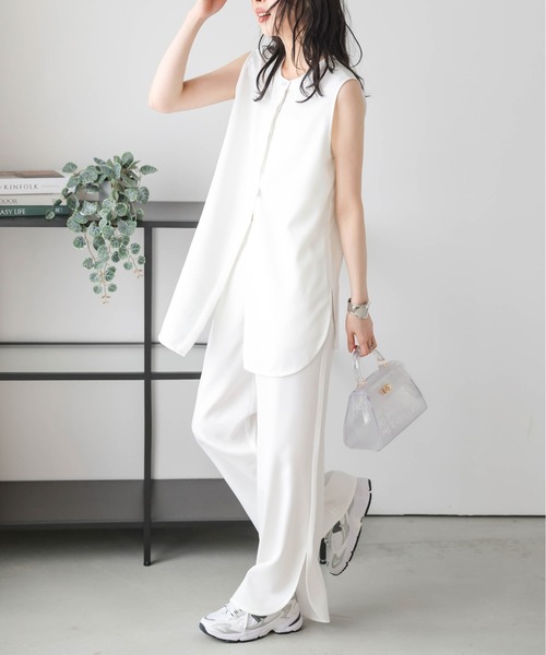 AMELY(エミリー)の「2WAYラウンドスリットセットアップ(セットアップ・レディース・ブラック/オリーブ/ホワイト・フリー)」の5枚目の写真