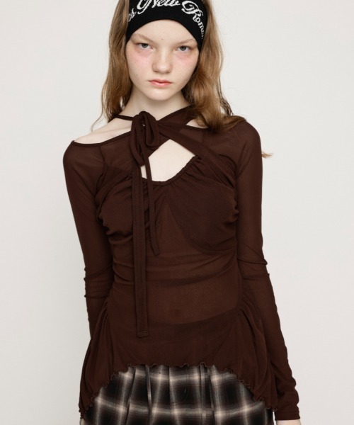 ASYMMETRY DESIGN MESH TOPS アシンメトリー デザイン メッシュ