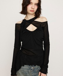 SLY(XC)ASYMMETRY DESIGN MESH TOPS AVg[ fUC bV gbvX(TVc/Jbg\[)