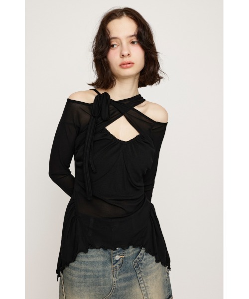 ASYMMETRY DESIGN MESH TOPS アシンメトリー デザイン メッシュ