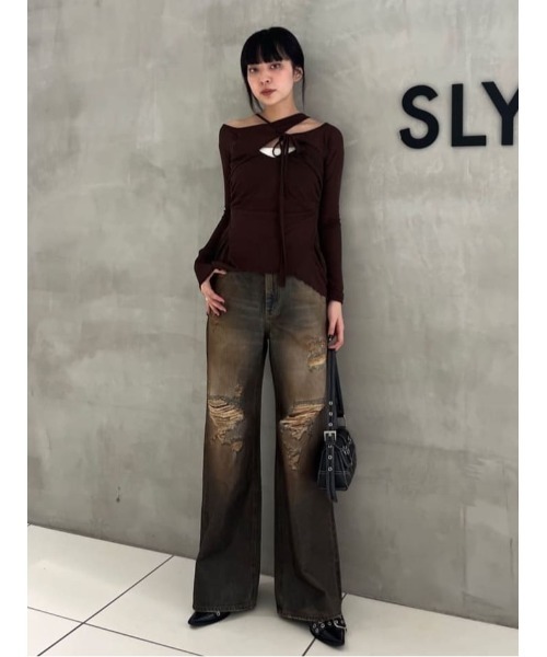 SLY ASYMMETRY DESIGN MESH トップス SLY | ASYMMETRY DESIGN MESH トップス (Tシャツ・カットソー