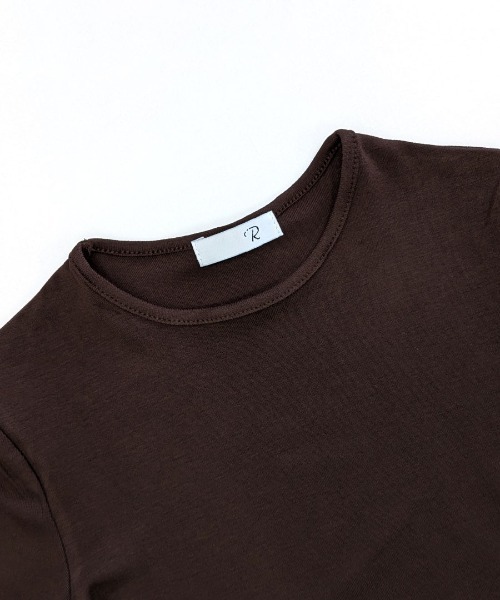 REMUR(レミュール)の「ショート丈半袖Tシャツ(Tシャツ/カットソー・レディース・ブラック/ネイビー/ブラウン/グレー・FREE)」の7枚目の写真