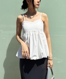 ISOOK | 【ISOOK / アイスー】バルーンペプラムキャミ / レイヤード キャミトップ キャミソール タンクトップ アジャスター 白 黒 ホワイト ブラック ZOZOTOWN限定(チュニック)