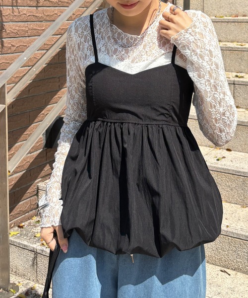 ISOOK（アイスー）の「【ISOOK / アイスー】バルーンペプラムキャミ / レイヤード キャミトップ キャミソール タンクトップ アジャスター 白 黒 ホワイト ブラック ZOZOTOWN限定（チュニック・レディース・ホワイト/ブラック・FREE）」の19枚目の写真