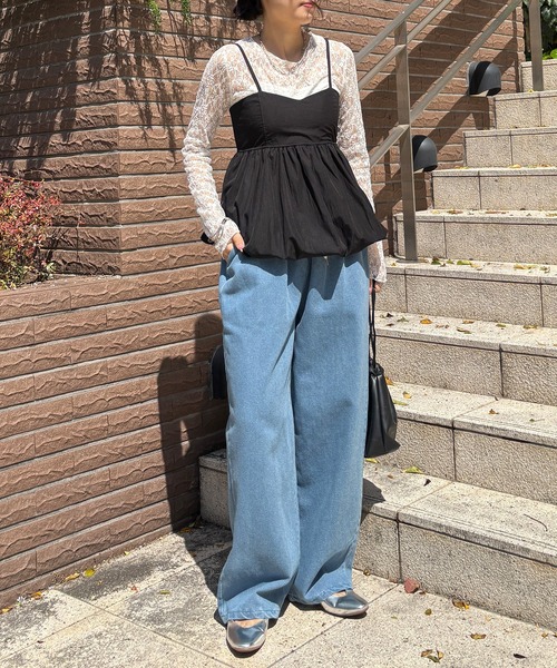 ISOOK（アイスー）の「【ISOOK / アイスー】バルーンペプラムキャミ / レイヤード キャミトップ キャミソール タンクトップ アジャスター 白 黒 ホワイト ブラック ZOZOTOWN限定（チュニック・レディース・ホワイト/ブラック・FREE）」の20枚目の写真