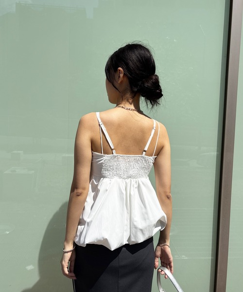 ISOOK（アイスー）の「【ISOOK / アイスー】バルーンペプラムキャミ / レイヤード キャミトップ キャミソール タンクトップ アジャスター 白 黒 ホワイト ブラック ZOZOTOWN限定（チュニック・レディース・ホワイト/ブラック・FREE）」の13枚目の写真
