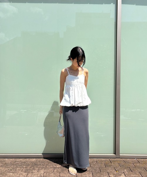 ISOOK（アイスー）の「【ISOOK / アイスー】バルーンペプラムキャミ / レイヤード キャミトップ キャミソール タンクトップ アジャスター 白 黒 ホワイト ブラック ZOZOTOWN限定（チュニック・レディース・ホワイト/ブラック・FREE）」の10枚目の写真