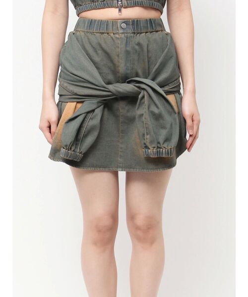 EMODA(エモダ)の「ラップレイヤードスカート(スカート・レディース・ブラック/ホワイト/ブルー・SMALL/MEDIUM)」の3枚目の写真