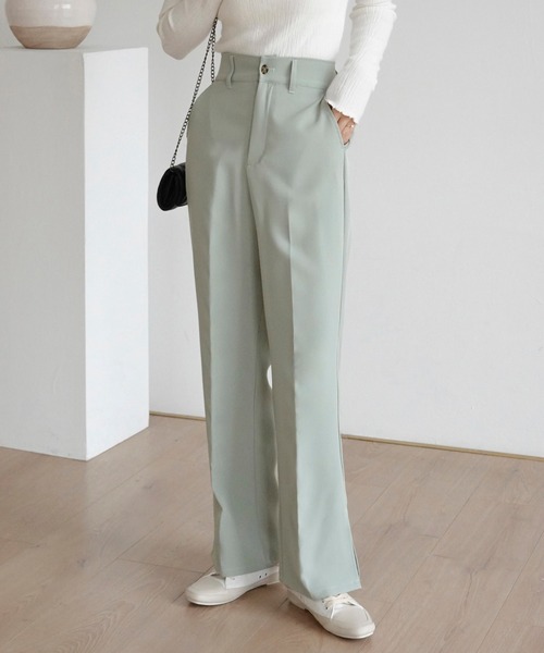 urge:(アージコロン )の「【URGE:】シルエットフレア スリット パンツ(スラックス・レディース・アイボリー/ブラック/ライトベージュ/チャコールグレー/ブラウン/ミント・MEDIUM/LARGE/SMALL)」の6枚目の写真