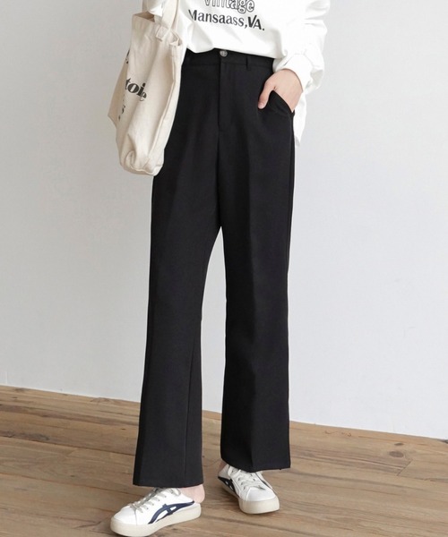 urge:(アージコロン )の「【URGE:】シルエットフレア スリット パンツ(スラックス・レディース・アイボリー/ブラック/ライトベージュ/チャコールグレー/ブラウン/ミント・MEDIUM/LARGE/SMALL)」の1枚目の写真