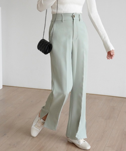 urge:(アージコロン )の「【URGE:】シルエットフレア スリット パンツ(スラックス・レディース・アイボリー/ブラック/ライトベージュ/チャコールグレー/ブラウン/ミント・MEDIUM/LARGE/SMALL)」の21枚目の写真