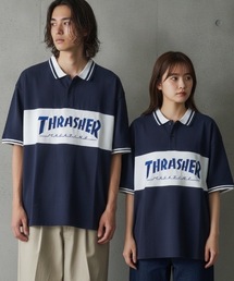 S/S PANEL POLO SHIRTS / THRASHERスラッシャーブランドロゴパネル半袖ポロシャツ