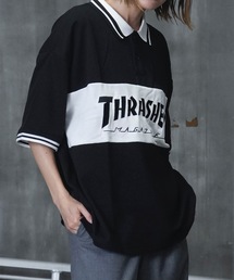 S/S PANEL POLO SHIRTS / THRASHERスラッシャーブランドロゴパネル半袖ポロシャツ
